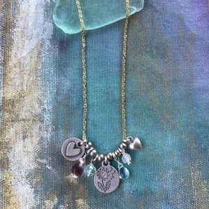 Sundance Charm dandelion heart gemstone Necklace